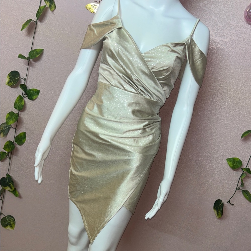 Emerald Sundae Gold Asymmetrical Dress